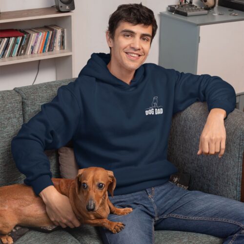 Man Wearing Dog Dog Hoodie Navy