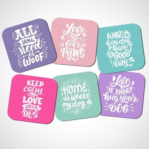 Pastel Dog Quote Coasters
