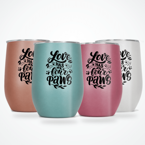 Love has four paws - wine tumbler - lifestyle main four colours